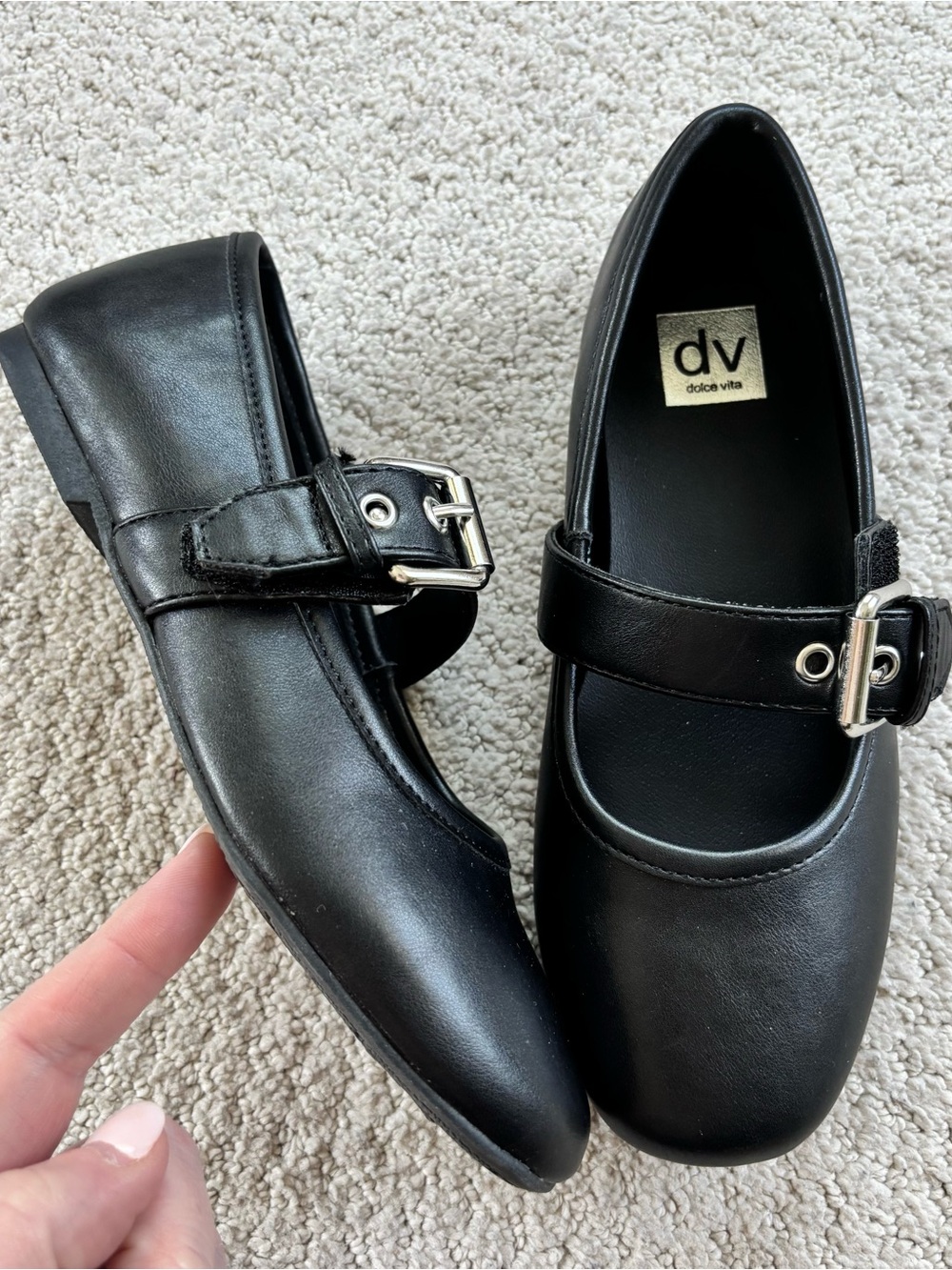 DV by Dolce Vita Black Buckle Mary Jane Flats